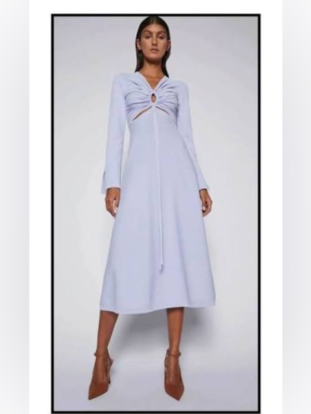 Scanlan Theodore Lavender Long-Sleeve Midi Dress with Front Draw Tie